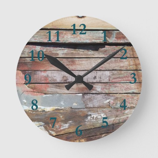 Old wood rustic boat wooden planks runde wanduhr (Vorderseite)