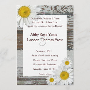 Old Wood Shasta Daisy Rustic Hochzeit Einladung