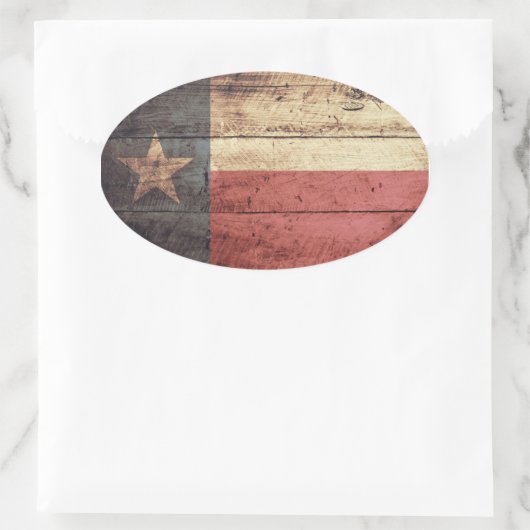 Old Wood Texas Flag Ovaler Aufkleber (Tasche)