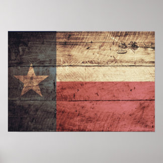 Old Wood Texas Flag Poster