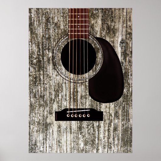 Old Wood Top Acoustic Guitar Poster (Vorne)