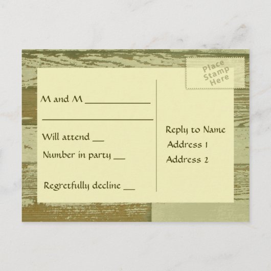 Old Wood UAWG Warm Gold Einladungspostkarte (Rückseite)