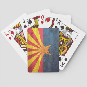 Old Wooden Arizona Flag Play Cards Spielkarten