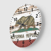 Old Wooden California State Flag Große Wanduhr (Winkel)