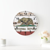 Old Wooden California State Flag Große Wanduhr (Zuhause)