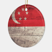 Old Wooden Singapore Flag Keramik Ornament (Links)