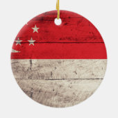 Old Wooden Singapore Flag Keramik Ornament (Hinten)