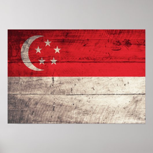 Old Wooden Singapore Flag Poster (Vorne)