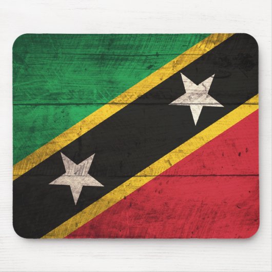 Old Wooden St. Kitts / Nevis Flag Mousepad (Vorne)