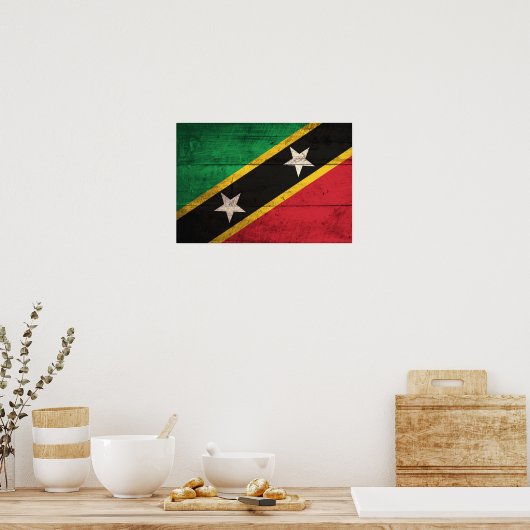 Old Wooden St. Kitts / Nevis Flag Poster (Küche)