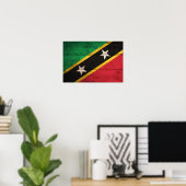 Old Wooden St. Kitts / Nevis Flag Poster (Heimbüro)