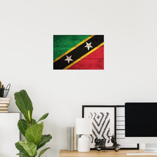 Old Wooden St. Kitts / Nevis Flag Poster (Heimbüro)