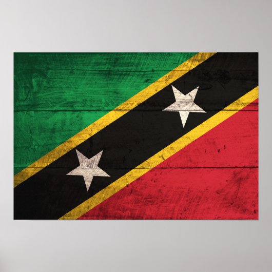 Old Wooden St. Kitts / Nevis Flag Poster (Vorne)