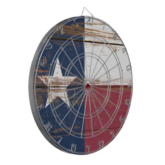 Old Wooden Texas State Flag Dart Board Dartscheibe (Vorderseite Links)