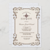 Old World Blue Taufe Einladung (Vorne/Hinten)