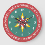 Old World Christmas Clock with Santa Indicator Große Wanduhr (Vorderseite)