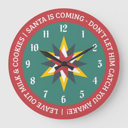 Old World Christmas Clock with Santa Indicator Große Wanduhr (Vorderseite)