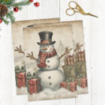 Old World Christmas Snowman Seidenpapier<br><div class="desc">Inspiriert durch Vintage Illustrationen,  bringt dieser Schneemann in einem Top Hut und Rot Schal eine nostalgische Touch zum saisonalen Verpacken und Crafting. Dieses Design ist perfekt für Weihnachts-Geschenkpackungen,  Entcoupage,  Scrapbooking und Junk Journaling geeignet und zeichnet sich durch die Wärme klassischer Urlaubstraditionen aus. Eine schöne Wahl für Weihnachtsliebhaber.</div>