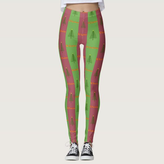 Old World Christmas Tree Muster Evergreen Leggings (Vorderseite)