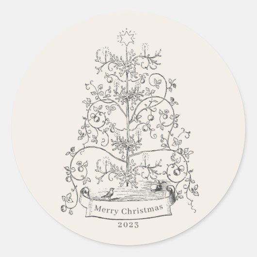 Old World Christmas Tree Runder Aufkleber (Vorderseite)