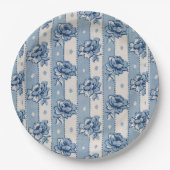 Old World Classic Blue Ivory Floral | Papierteller (Vorderseite)