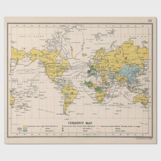 Old World Currency Map (1907)  Geschenkpapier (Flach)