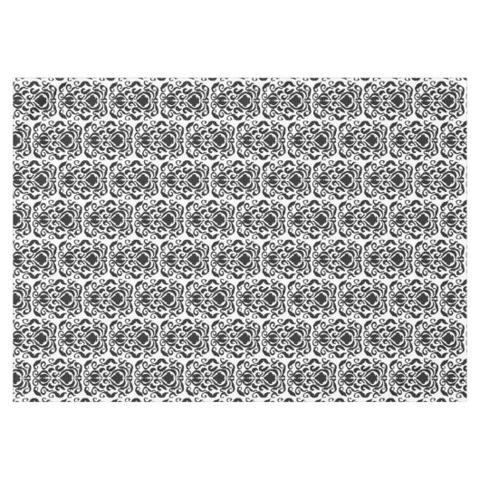 Old World Damask Black on White Tischdecke (Vorderseite (Horizontal))