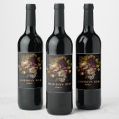 Old World Dark Floral Bouquet mit Monogram Square Weinetikett (Flaschen)