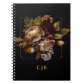 Old World Dark Floral Bouquet mit Monogramm Notizblock (Vorderseite)