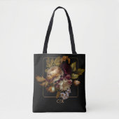 Old World Dark Floral Bouquet mit Monogramm Tasche (Vorderseite)
