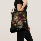 Old World Dark Floral Bouquet mit Monogramm Tasche (Von Nahem)