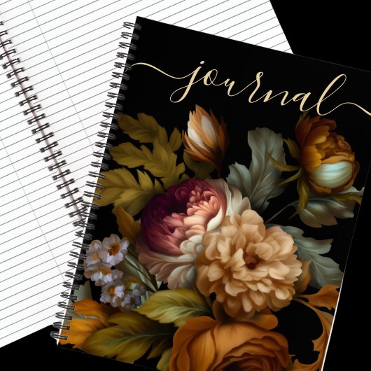 Old World Dark Painted Blume Journal Notizblock