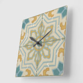 Old World Decorative Tile Pattern Quadratische Wanduhr (Winkel)