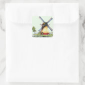 Old World Dutch Windmill Quadratischer Aufkleber (Tasche)
