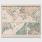 Old World Fisheries Map (1907) Geschenkpapier (Flach)