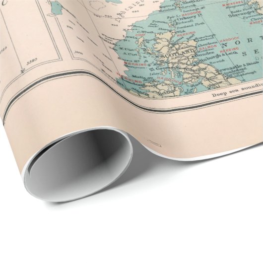 Old World Fisheries Map (1907) Geschenkpapier (Rolleneckpunkt)