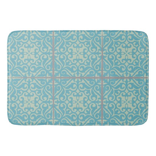 Old World Fliesenbad Rug in Blumenmuster Badematte (Vorderseite)