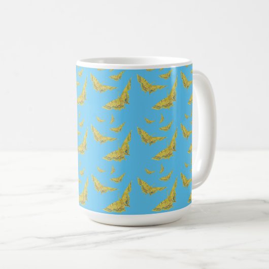 Old World Frack Butterfly Pattern Blau Kaffeetasse (VorderseiteRechts)