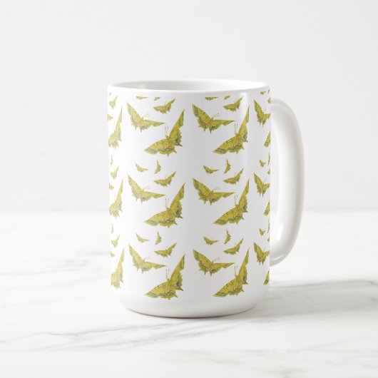 Old World Frack Butterfly Pattern White Kaffeetasse (VorderseiteRechts)