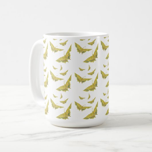 Old World Frack Butterfly Pattern White Kaffeetasse (Vorderseite Links)