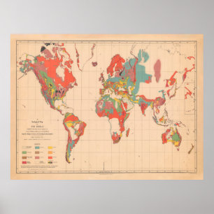 Old World Geology Map (1921) Poster