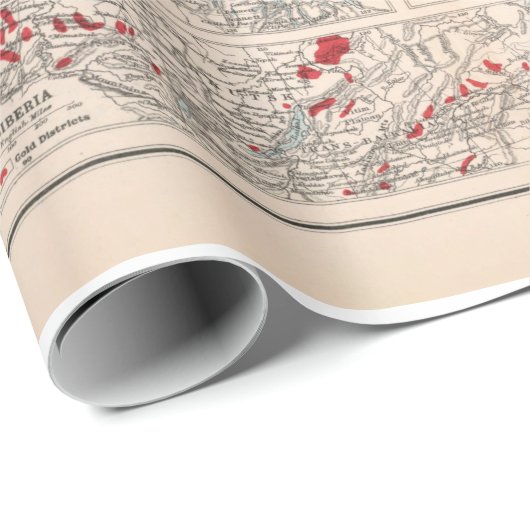 Old World Gold Mining Map (1907) Wrapping Paper Geschenkpapier (Rolleneckpunkt)