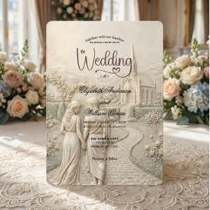 Old World Grecian Romance Gartenhochzeit Einladung