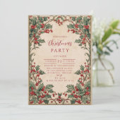 Old World Holly & Ivy Einladung (Stehend Vorderseite)