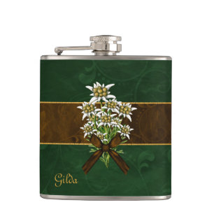 Old World Look Edelweiss Custom Flask Flachmann