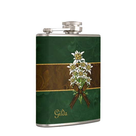 Old World Look Edelweiss Custom Flask Flachmann (Rechts)
