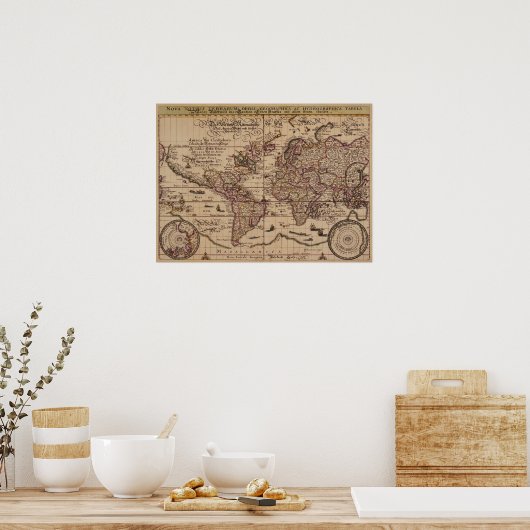 "Old World Map 16 Century Replik Poster (Küche)