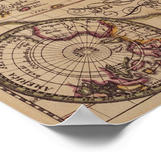 "Old World Map 16 Century Replik Poster (Ecke)