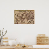 "Old World Map 16 Century Replik Poster (Küche)