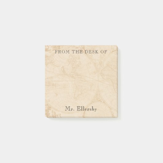 Old World Map Add Name 3x3 Post-it Klebezettel (Vorderseite)